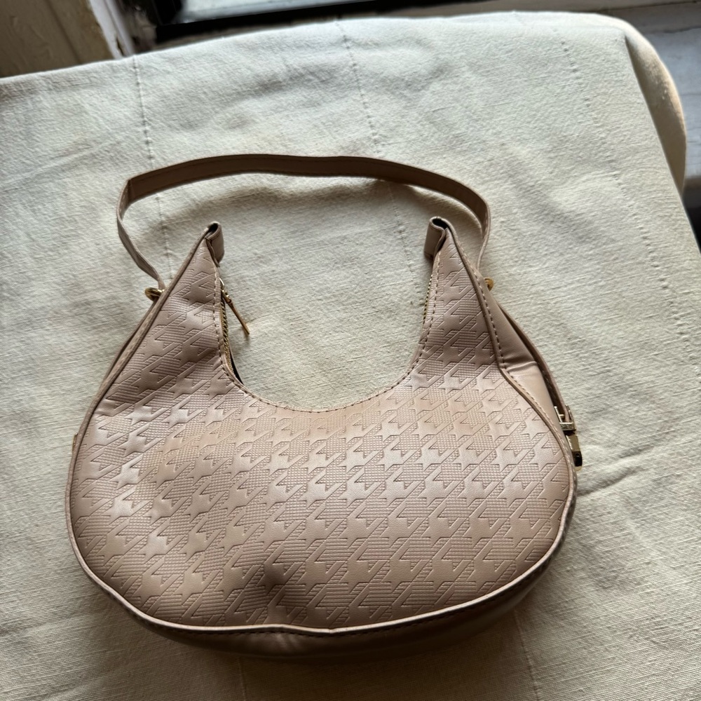 Tan Leather Shoulder Bag with Embossed Pattern new without tag